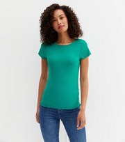 New Look Tall Green Ribbed Frill T-Shirt